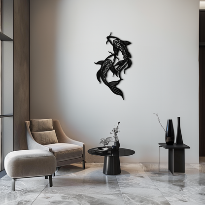 Dual Fish Metal Wall Art – Nature-Inspired Aquatic Silhouette for Modern Interiors- KAF653 - Tampa Home & Garden Store