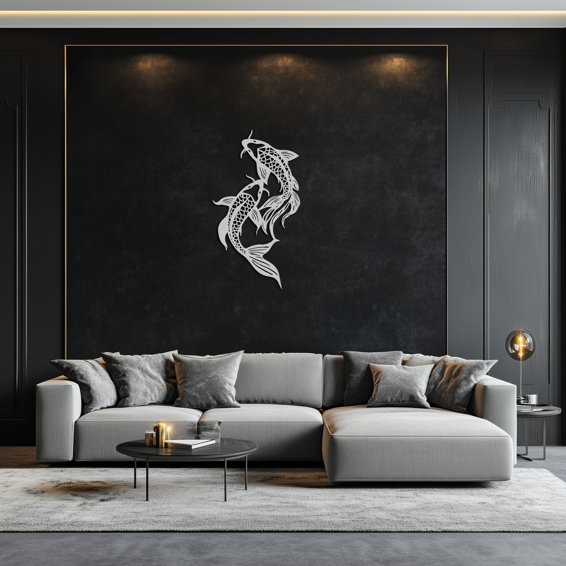 Dual Fish Metal Wall Art – Nature-Inspired Aquatic Silhouette for Modern Interiors- KAF653 - Tampa Home & Garden Store