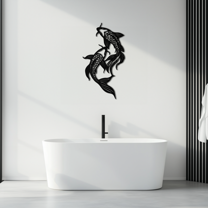 Dual Fish Metal Wall Art – Nature-Inspired Aquatic Silhouette for Modern Interiors- KAF653 - Tampa Home & Garden Store