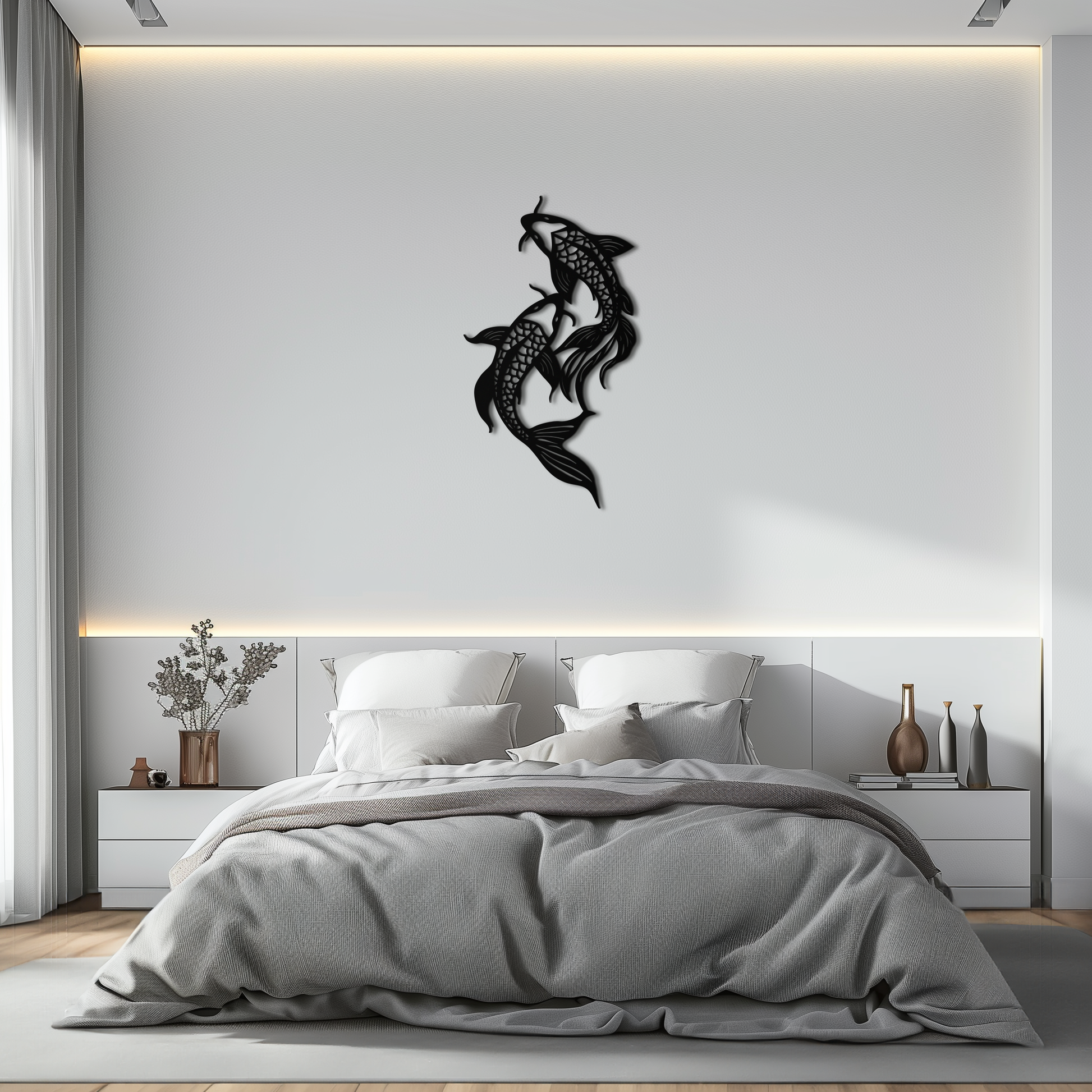 Dual Fish Metal Wall Art – Nature-Inspired Aquatic Silhouette for Modern Interiors- KAF653 - Tampa Home & Garden Store