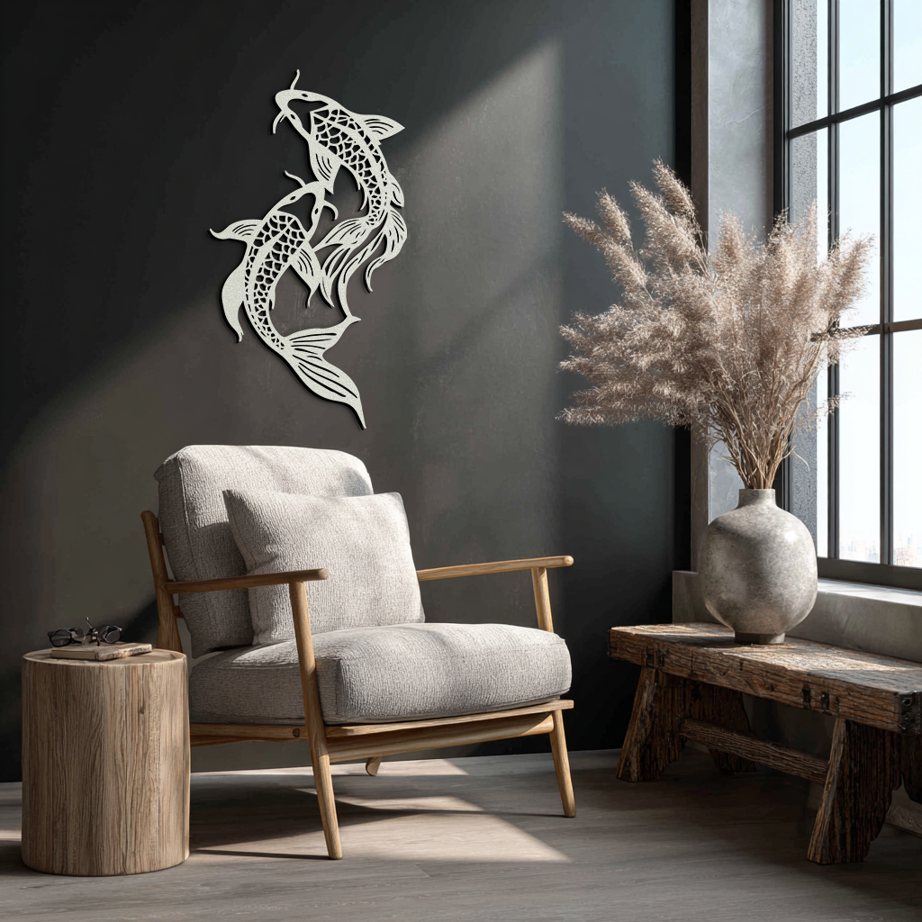 Dual Fish Metal Wall Art – Nature-Inspired Aquatic Silhouette for Modern Interiors- KAF653 - Tampa Home & Garden Store