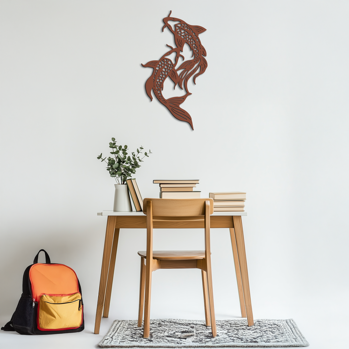Dual Fish Metal Wall Art – Nature-Inspired Aquatic Silhouette for Modern Interiors- KAF653 - Tampa Home & Garden Store
