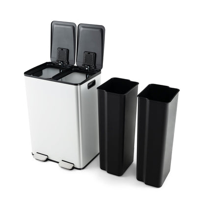 Bote de basura de doble compartimento 2 x 8 galones - Plateado