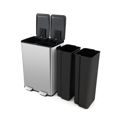 Bote de basura de doble compartimento 2 x 8 galones - Plateado
