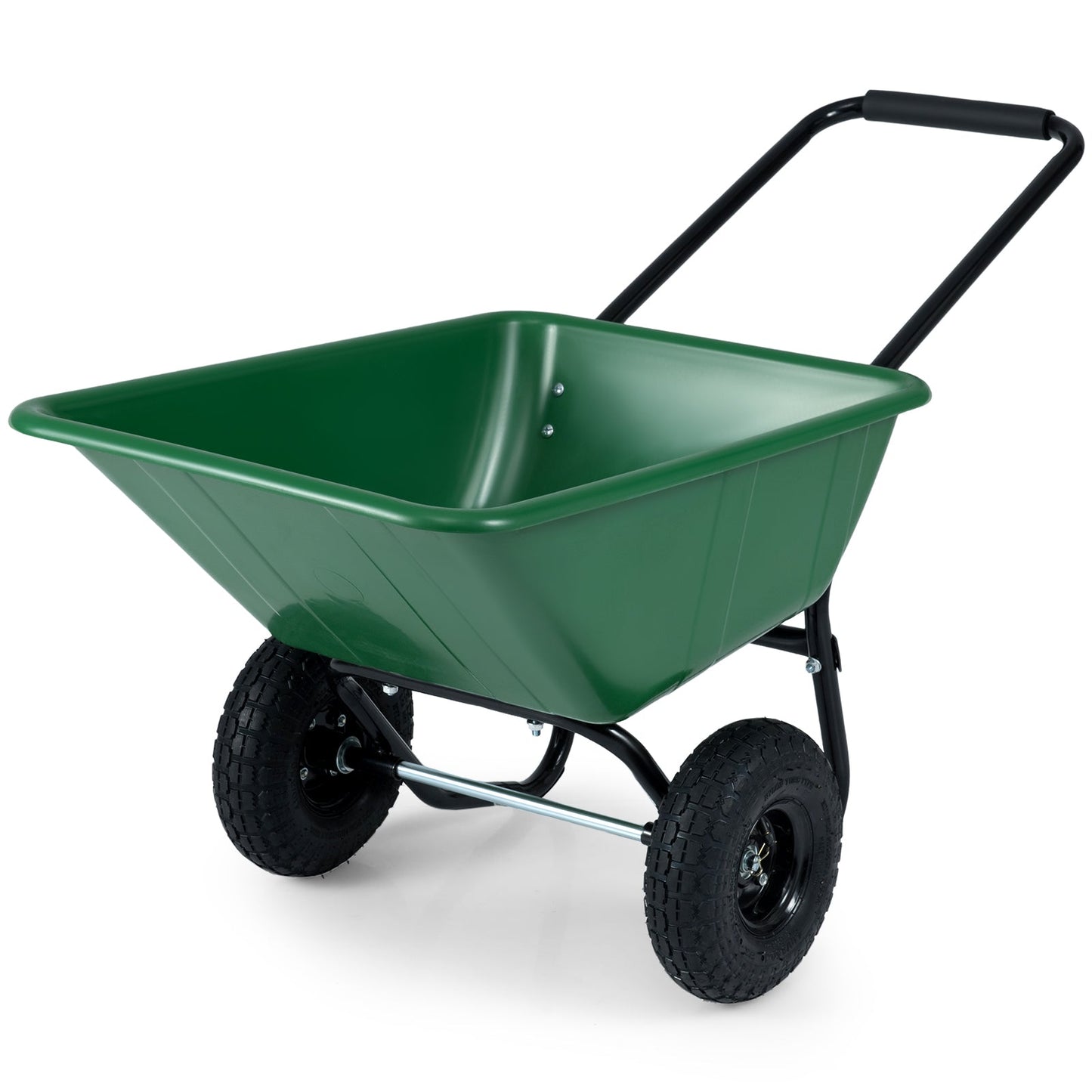 Dual-Wheel Wheelbarrow Garden Utility Cart green tub with pneumatic tires DirectDeals on Tampa Home & Garden Store