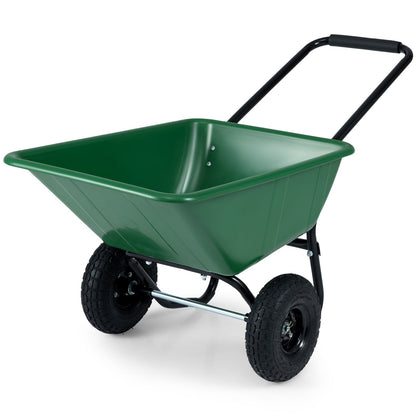 Dual-Wheel Wheelbarrow Garden Utility Cart green tub with pneumatic tires DirectDeals on Tampa Home & Garden Store