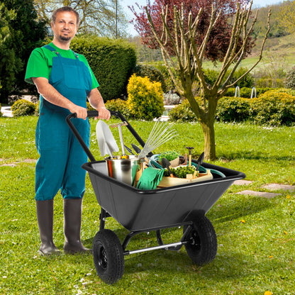 DirectDeals black dual-wheel wheelbarrow garden cart with pneumatic tires on Tampa Home & Garden Store