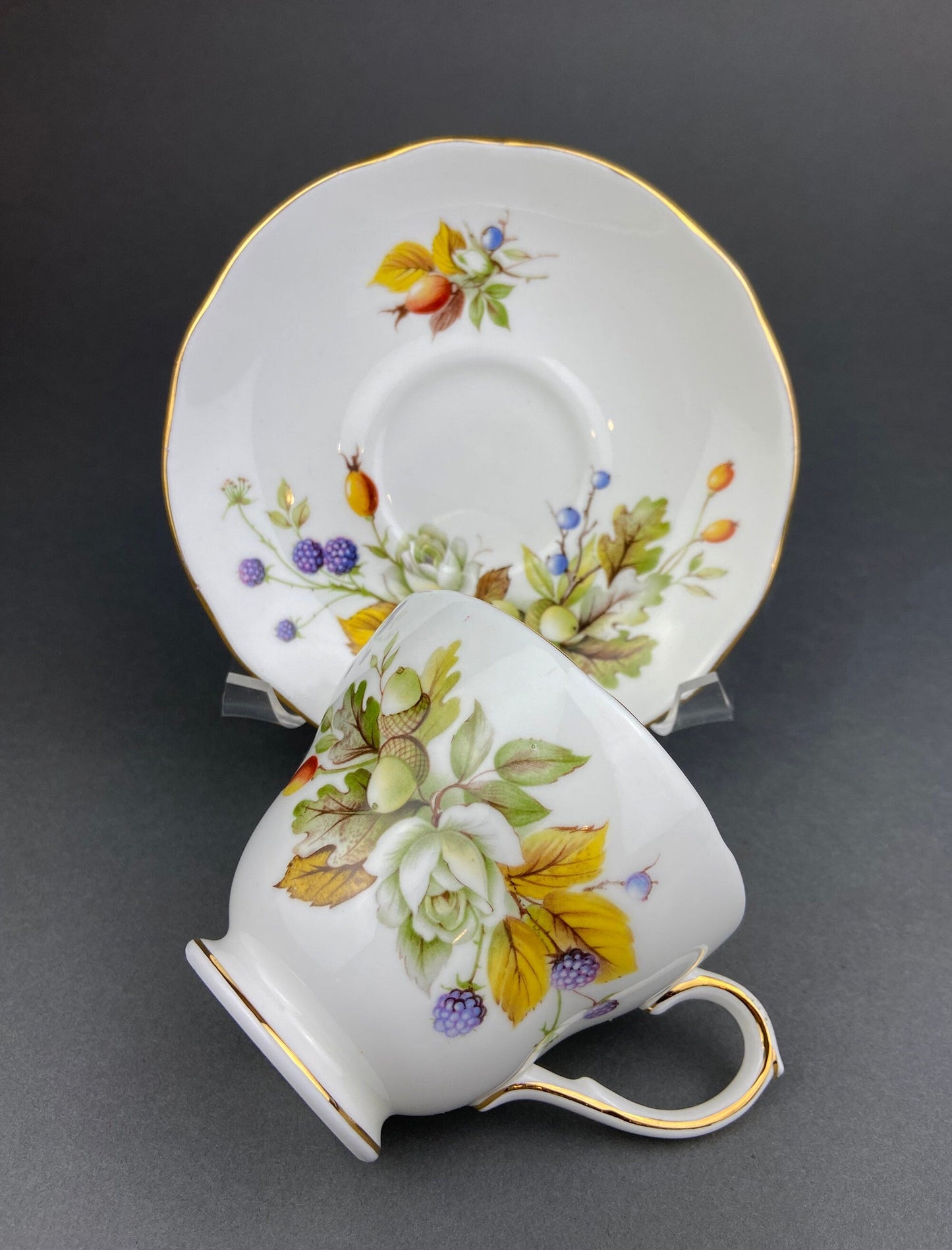 Duchess Fine Bone China Tea Cup and Saucer, Autumn Motif, Made in England - Tampa Home & Garden Store