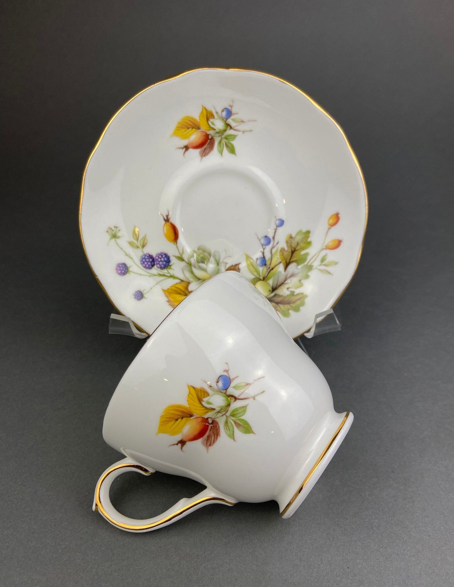Duchess Fine Bone China Tea Cup and Saucer, Autumn Motif, Made in England - Tampa Home & Garden Store