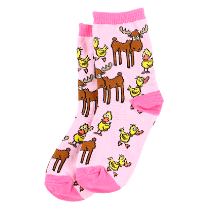 Duck and Moose Pink Kids Socks - Large (2-5) - Tampa Home & Garden Store