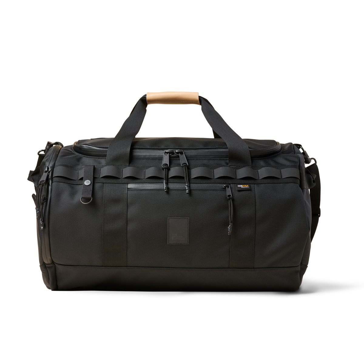 Duffalo duffel bag black nylon with tan padded carry handle by The Brown Buffalo on Tampa Home & Garden Store
