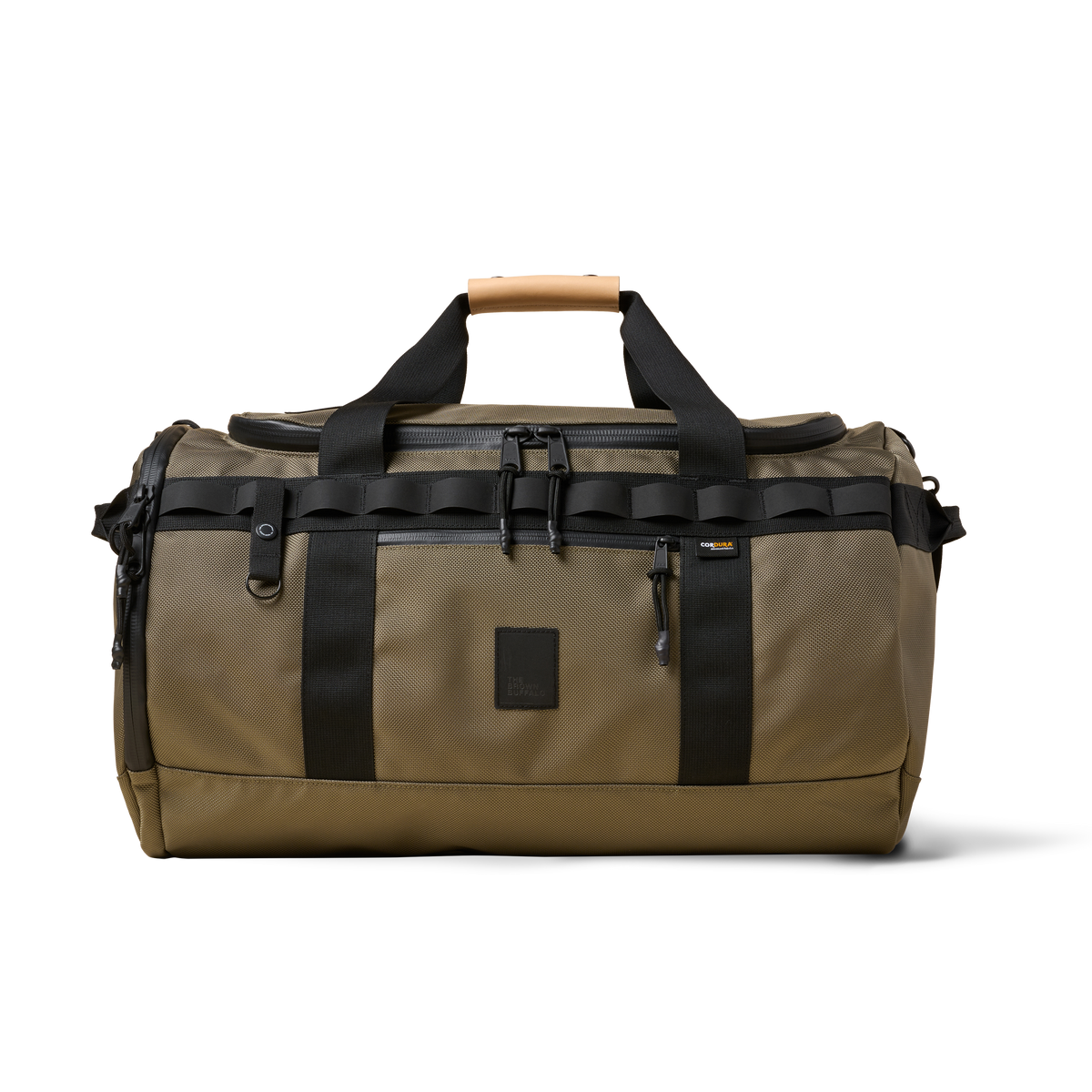 Duffalo duffel bag by The Brown Buffalo in khaki canvas with black straps on Tampa Home & Garden Store