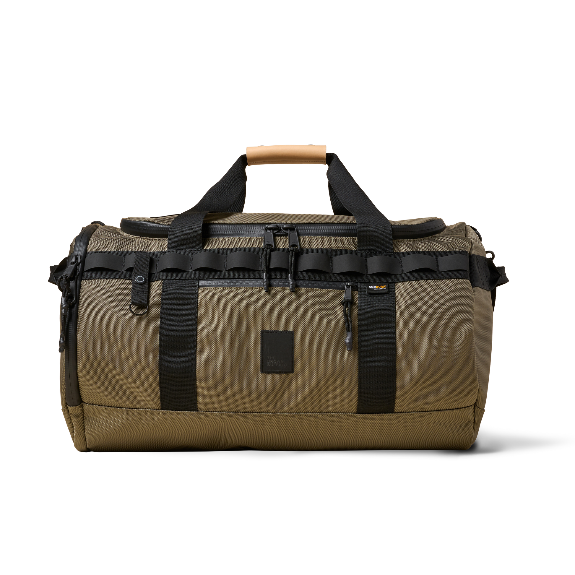Duffalo duffel bag by The Brown Buffalo in khaki canvas with black straps on Tampa Home & Garden Store