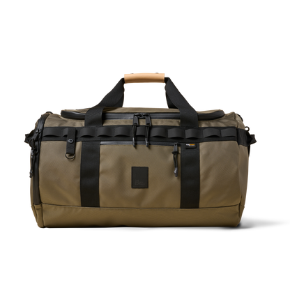 Duffalo duffel bag by The Brown Buffalo in khaki canvas with black straps on Tampa Home & Garden Store