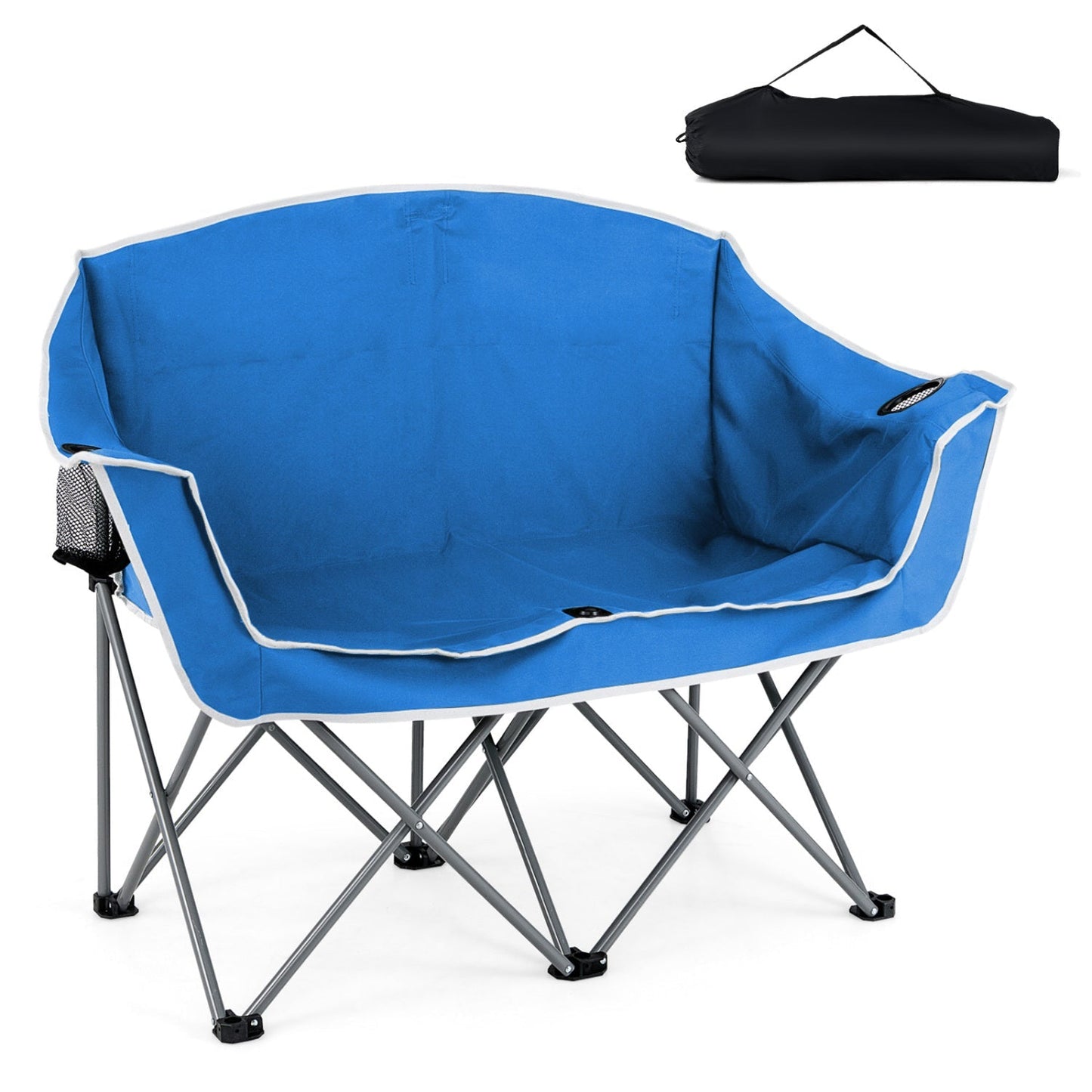 GemGear Duo Camping Chair blue oversized loveseat with armrests and cup holders; carry bag on Tampa Home & Garden Store