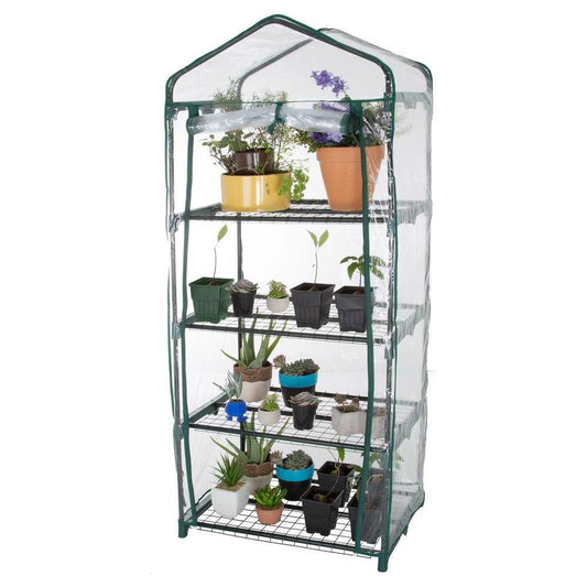 Durable 4-Tier Plant Stand Greenhouse with Zippered PVC Cover - Tampa Home & Garden Store