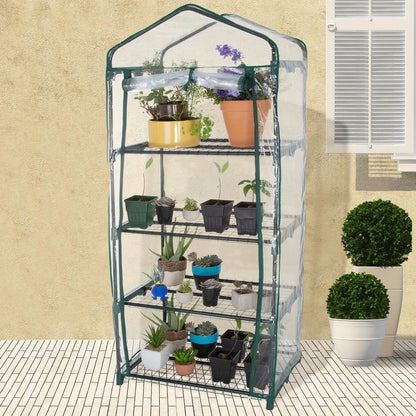 Durable 4-Tier Plant Stand Greenhouse with Zippered PVC Cover - Tampa Home & Garden Store