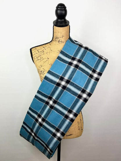 Dusty Blue, Black, White and Tan Plaid Flannel Infinity or Blanket Scarf - Tampa Home & Garden Store