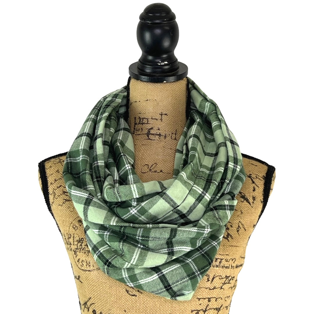 Dusty Matcha Green Plaid Flannel Infinity or Blanket Scarf - Tampa Home & Garden Store