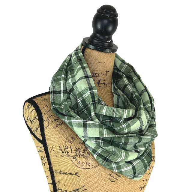 Dusty Matcha Green Plaid Flannel Infinity or Blanket Scarf - Tampa Home & Garden Store