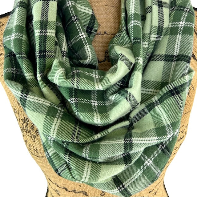 Dusty Matcha Green Plaid Flannel Infinity or Blanket Scarf - Tampa Home & Garden Store