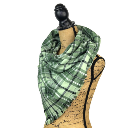 Dusty Matcha Green Plaid Flannel Infinity or Blanket Scarf - Tampa Home & Garden Store