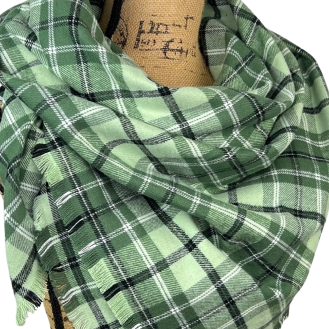 Dusty Matcha Green Plaid Flannel Infinity or Blanket Scarf - Tampa Home & Garden Store