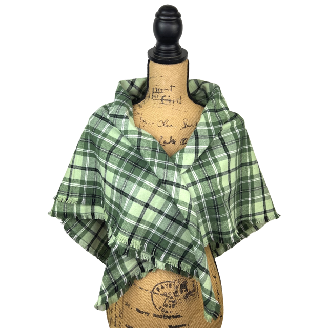 Dusty Matcha Green Plaid Flannel Infinity or Blanket Scarf - Tampa Home & Garden Store