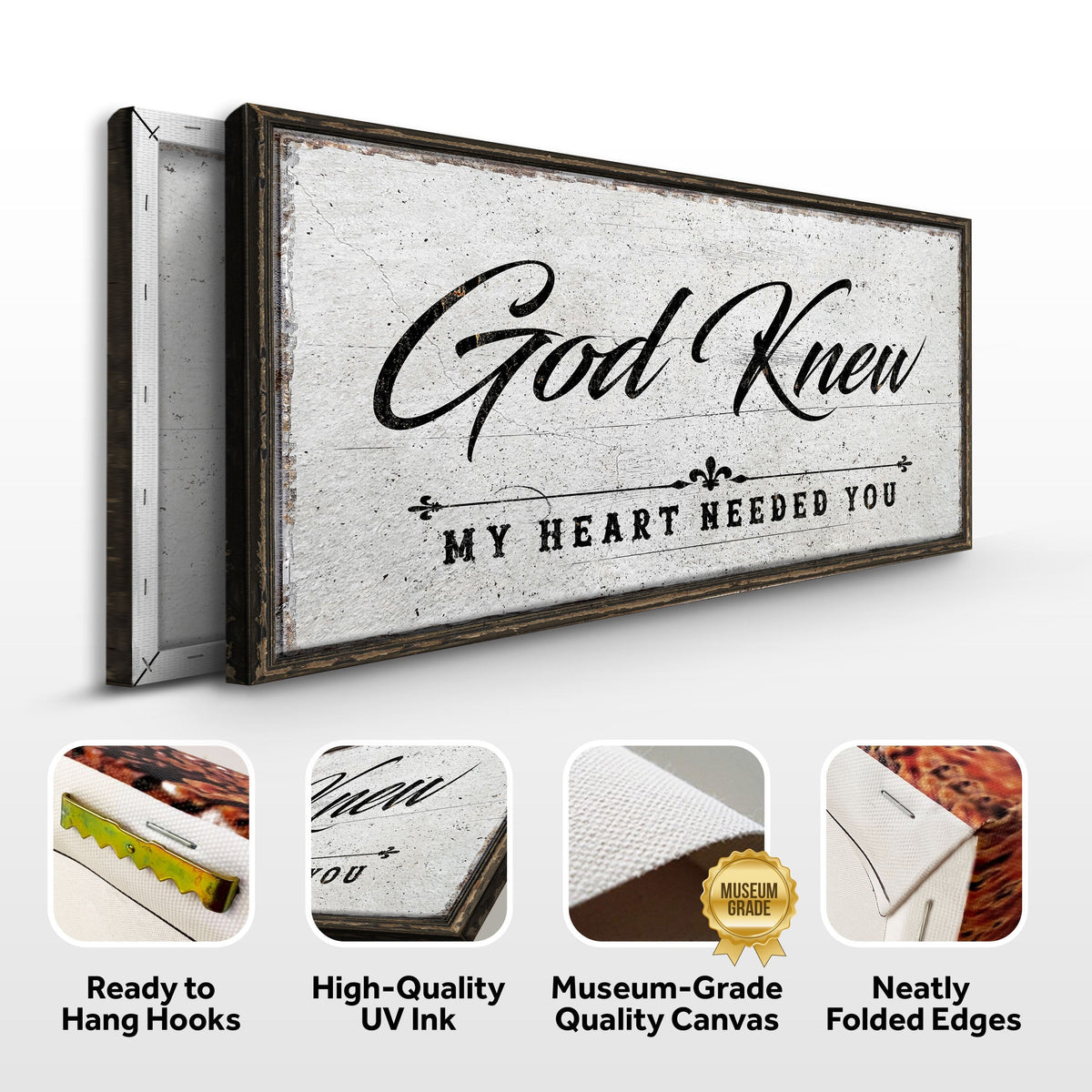 God Knew Sign canvas wall art in a distressed wooden frame Tailored Canvases on Tampa Home & Garden Store