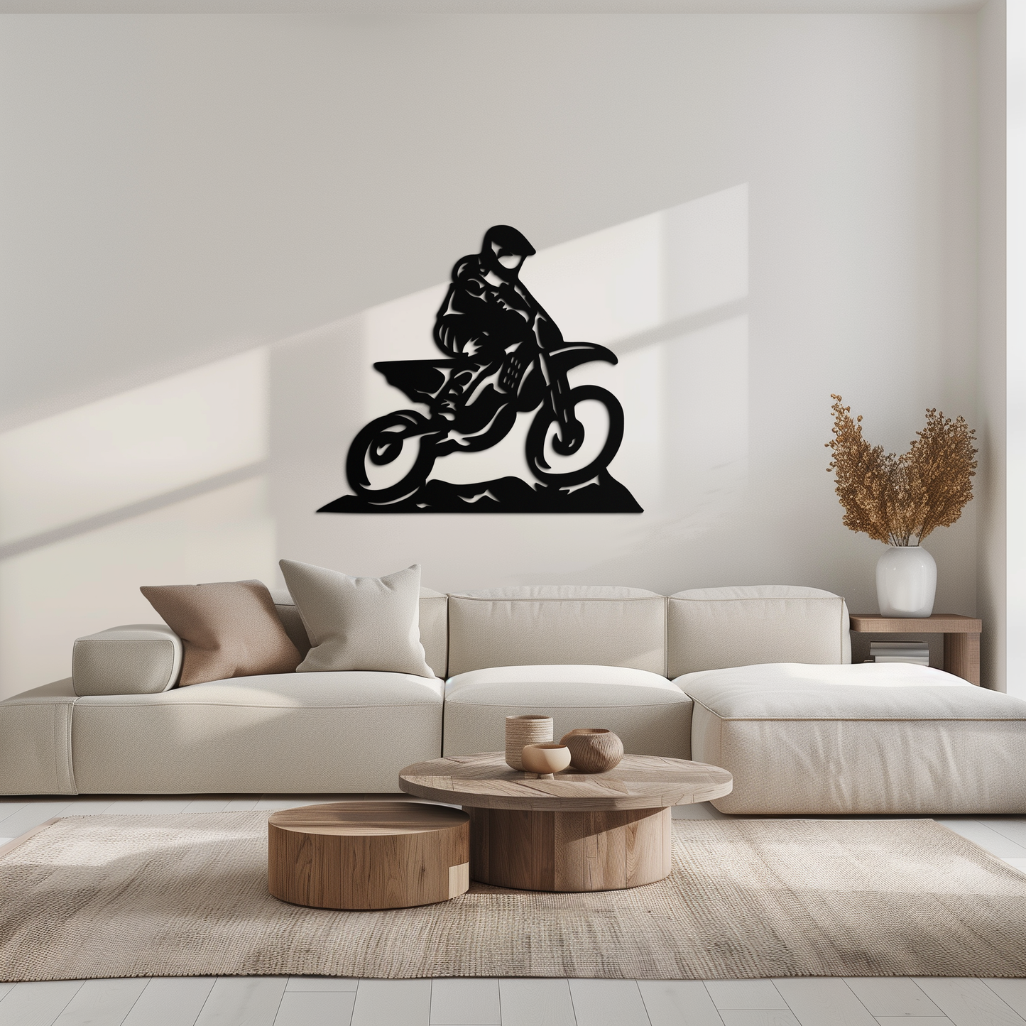Dynamic Motocross Rider Metal Wall Art – Off-Road Motorcycle Silhouette Decor - KAF645 - Tampa Home & Garden Store