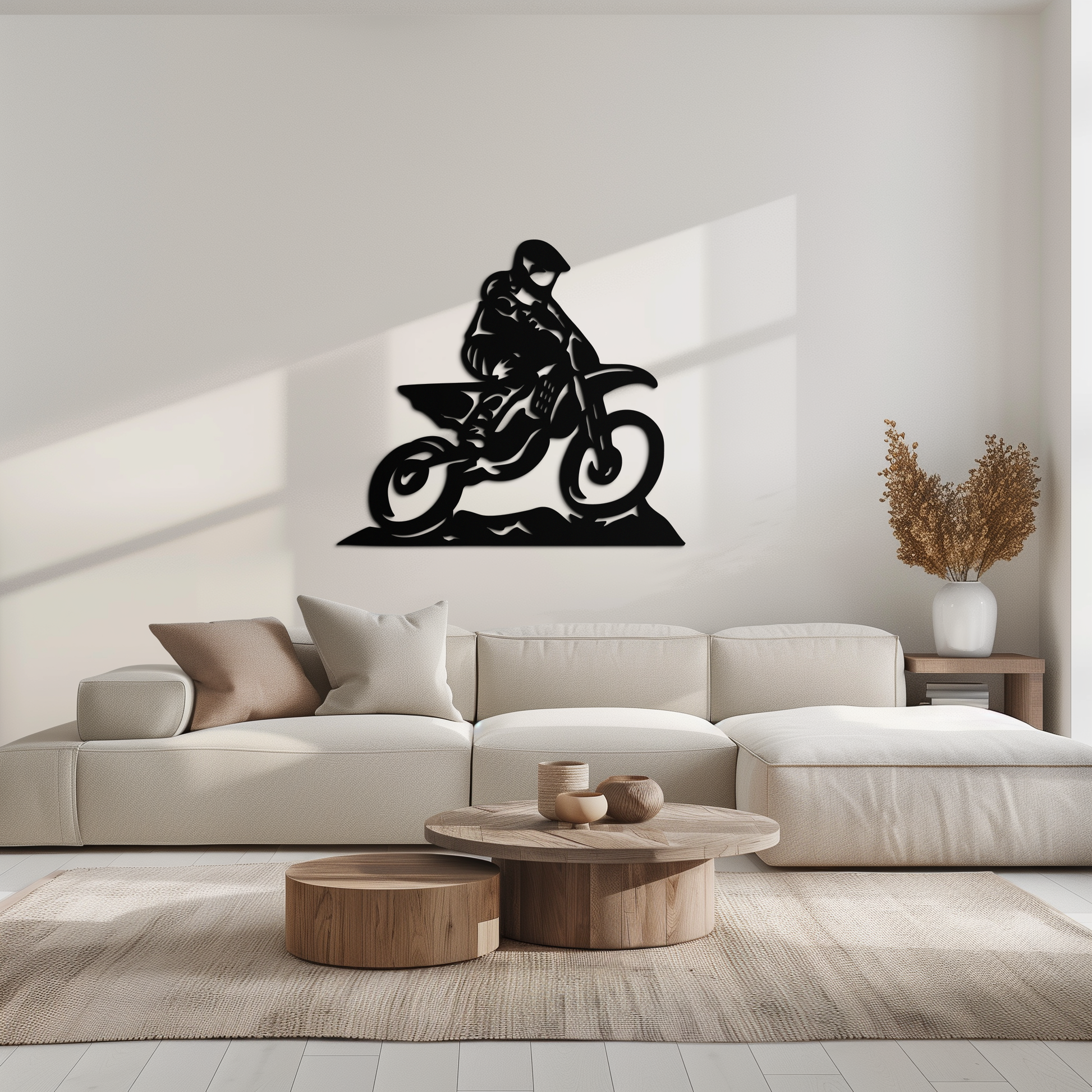 Dynamic Motocross Rider Metal Wall Art – Off-Road Motorcycle Silhouette Decor - KAF645 - Tampa Home & Garden Store