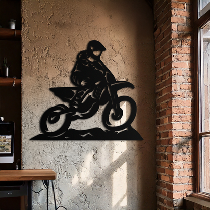 Dynamic Motocross Rider Metal Wall Art – Off-Road Motorcycle Silhouette Decor - KAF645 - Tampa Home & Garden Store