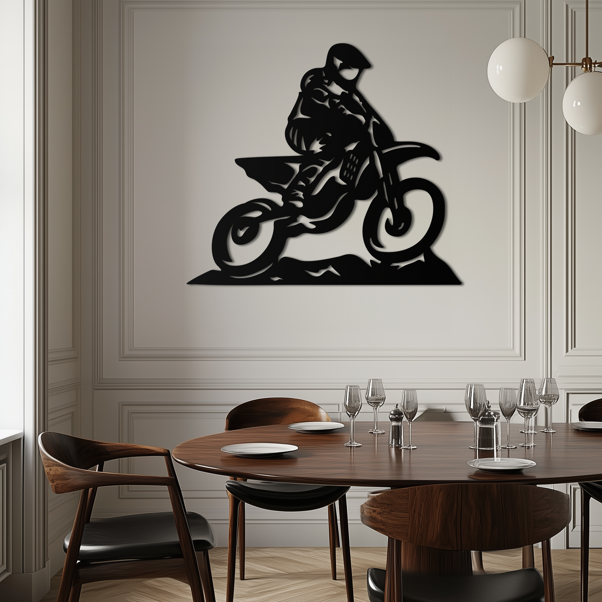 Dynamic Motocross Rider Metal Wall Art – Off-Road Motorcycle Silhouette Decor - KAF645 - Tampa Home & Garden Store