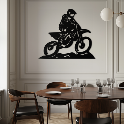 Dynamic Motocross Rider Metal Wall Art – Off-Road Motorcycle Silhouette Decor - KAF645 - Tampa Home & Garden Store