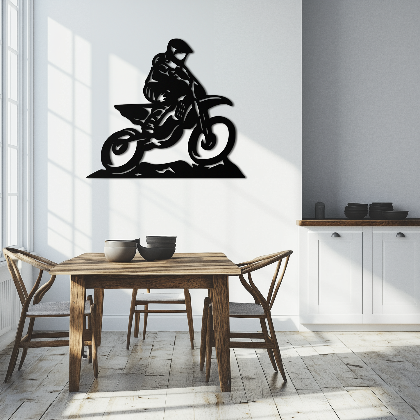 Dynamic Motocross Rider Metal Wall Art – Off-Road Motorcycle Silhouette Decor - KAF645 - Tampa Home & Garden Store