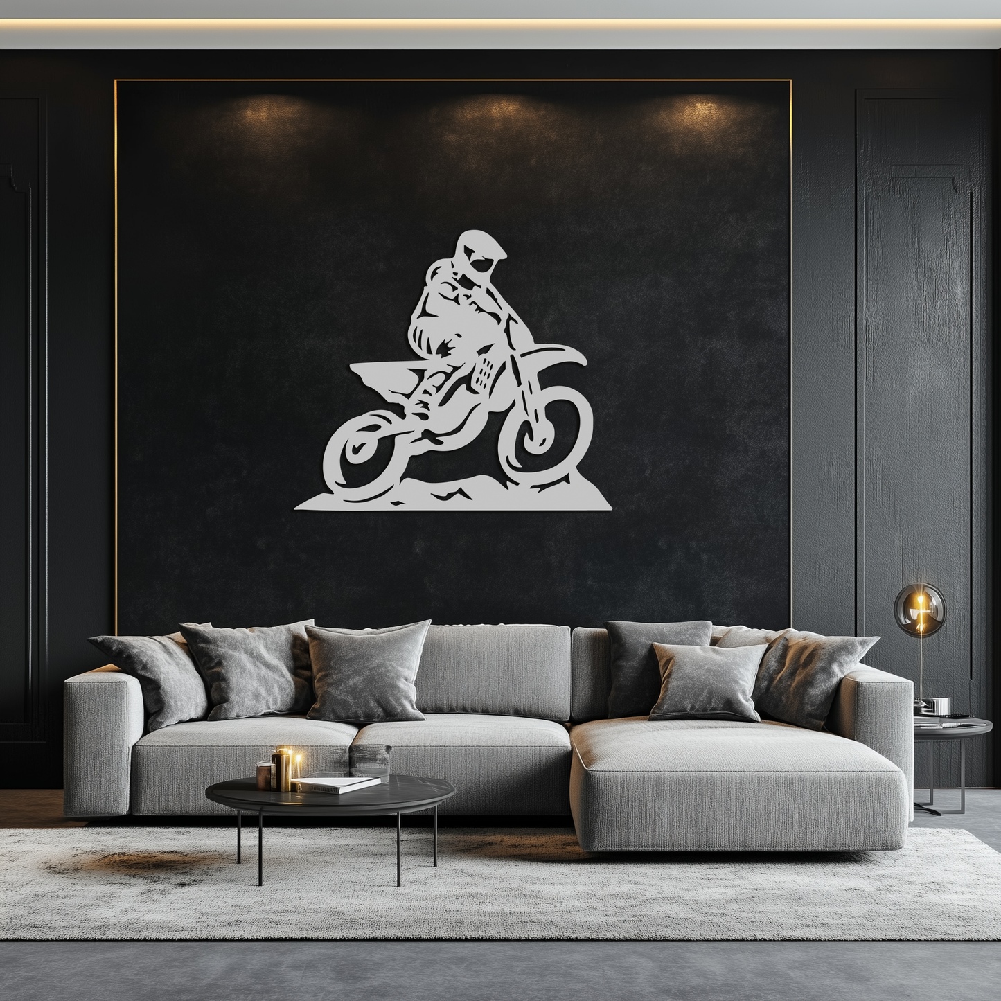 Dynamic Motocross Rider Metal Wall Art – Off-Road Motorcycle Silhouette Decor - KAF645 - Tampa Home & Garden Store