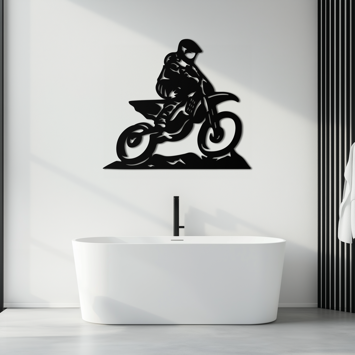 Dynamic Motocross Rider Metal Wall Art – Off-Road Motorcycle Silhouette Decor - KAF645 - Tampa Home & Garden Store