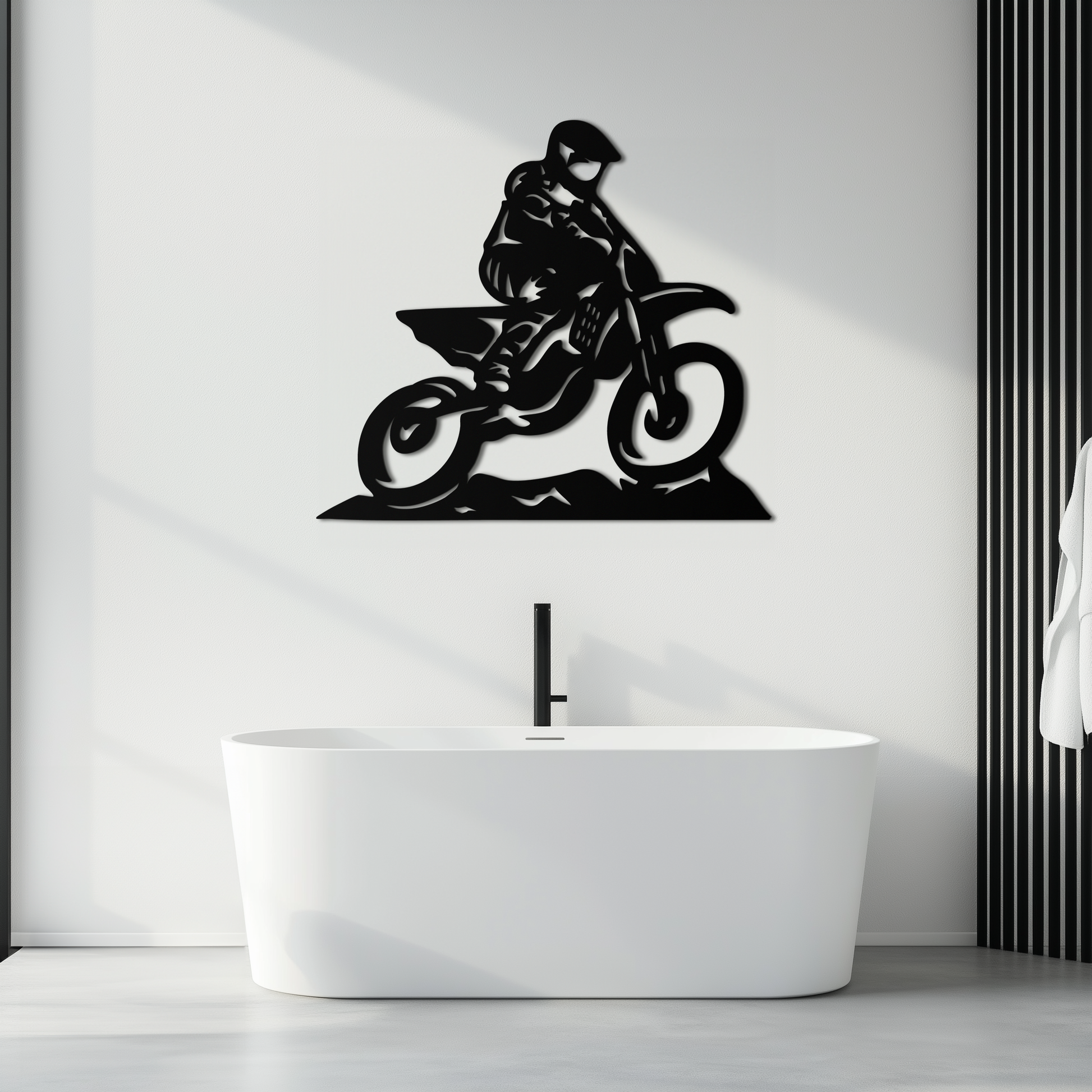Dynamic Motocross Rider Metal Wall Art – Off-Road Motorcycle Silhouette Decor - KAF645 - Tampa Home & Garden Store