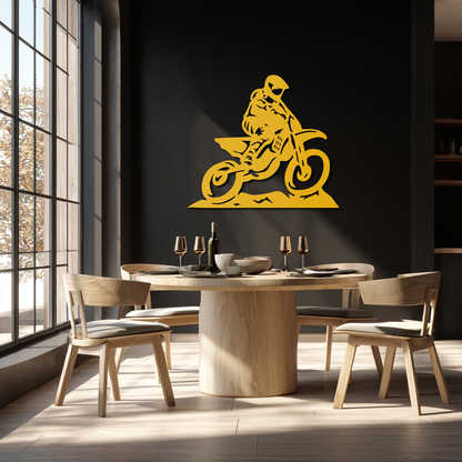Dynamic Motocross Rider Metal Wall Art – Off-Road Motorcycle Silhouette Decor - KAF645 - Tampa Home & Garden Store