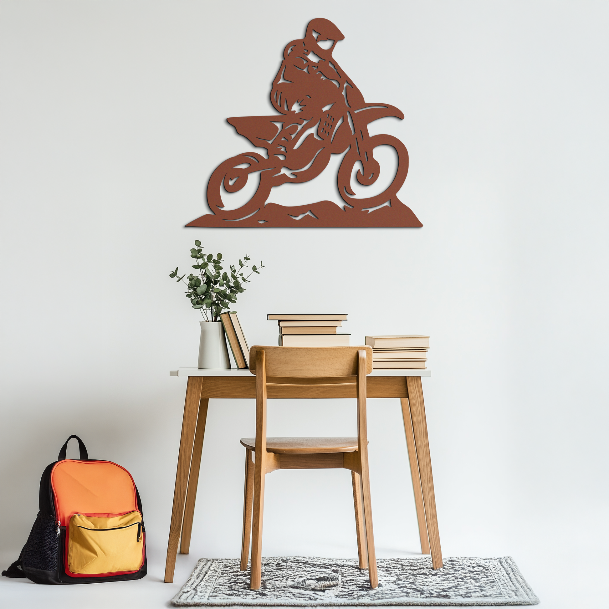 Dynamic Motocross Rider Metal Wall Art – Off-Road Motorcycle Silhouette Decor - KAF645 - Tampa Home & Garden Store