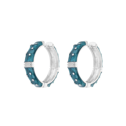 Polka dot enamel earrings teal blue with silver setting by Lauren G Adams, pair on Tampa Home & Garden Store