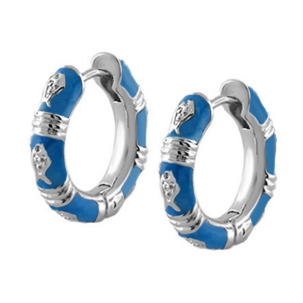 Ocean Love Huggies earrings blue enamel hoop pair by Lauren G Adams on Tampa Home & Garden Store