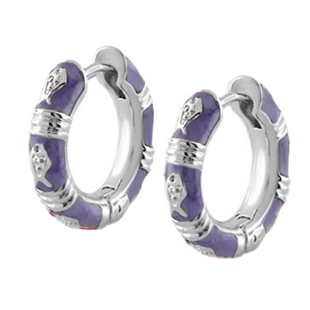 Lauren G Adams Ocean Love Huggies earrings, purple enamel silver hoops, pair on Tampa Home & Garden Store