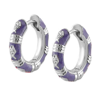 Lauren G Adams Ocean Love Huggies earrings, purple enamel silver hoops, pair on Tampa Home & Garden Store