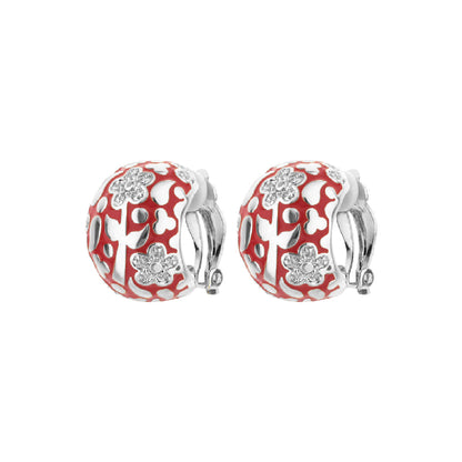 Flowers by Orly Dome Earrings red enamel hoops with floral cutouts by Lauren G Adams pair on Tampa Home & Garden Store