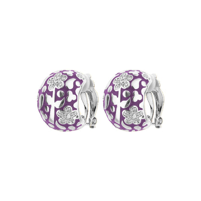 Flowers by Orly Dome Earrings purple enamel with crystal floral accents Lauren G Adams pair on Tampa Home & Garden Store