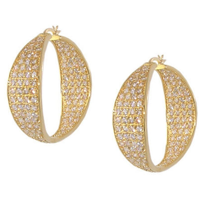 Pave Hoop Earrings — Bold Dome by Lauren G Adams, gold-tone pavé crystal hoops, pair on Tampa Home & Garden Store