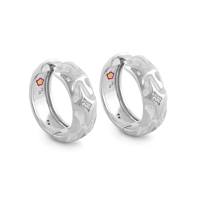 Swirl Tattoo Earrings silver-tone hoops with engraved swirl and crystal accents, red enamel on Tampa Home & Garden Store