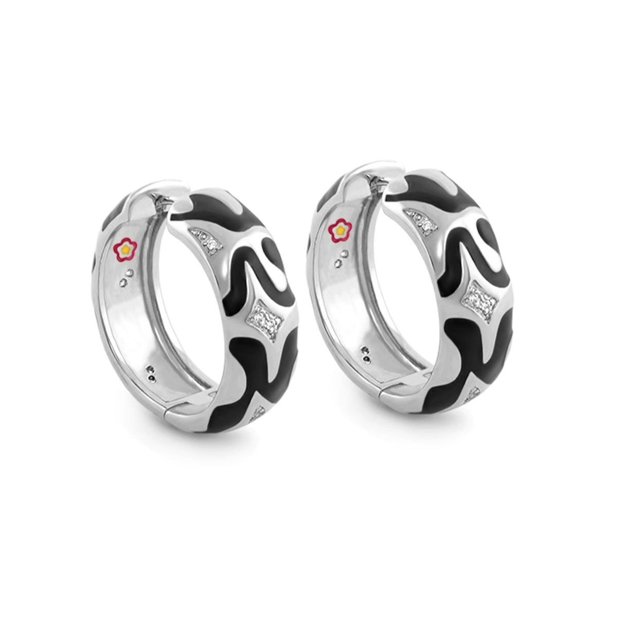 Swirl Tattoo Earrings silver-tone with black enamel swirls and diamond accents by Lauren G Adams on Tampa Home & Garden Store
