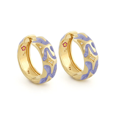 Swirl Tattoo Earrings gold lavender enamel swirls and diamond accents by Lauren G Adams, 2pc on Tampa Home & Garden Store